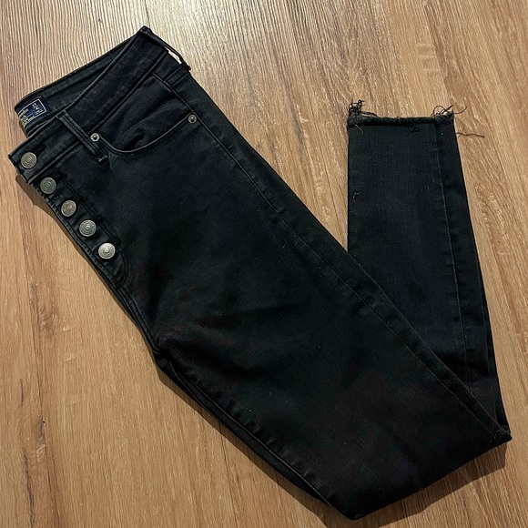 Black button up Abercrombie skinny jeans - Picture 1 of 3